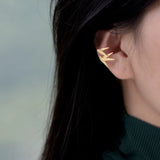 925 Silver Ear Cuff Bamboo Leaf Clip Earrings Women Jewelry
