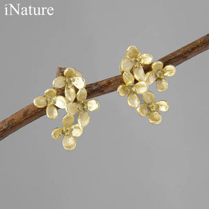 925 Silver Violet Flower Stud Earrings Women Jewelry
