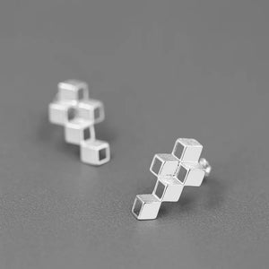 925 Silver Square Stud Earrings Jewelry