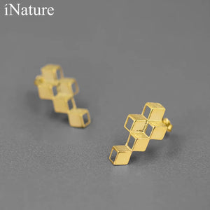 925 Silver Square Stud Earrings Jewelry