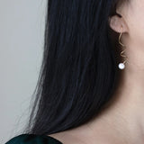 925 Silver Spiral Drop Earrings Pearl Dangle Jewelry