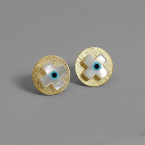 925 Silver Pink Turquoise Cross Stud Earrings For Women