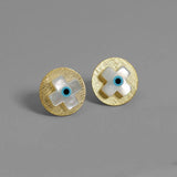 925 Silver Pink Turquoise Cross Stud Earrings For Women