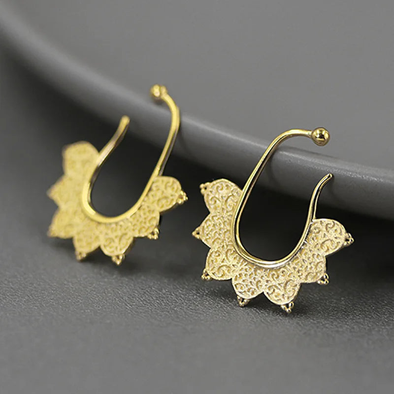 925 Sterling Silver Vintage Lace Clip Earrings