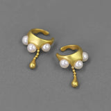925 Silver Water Drop Pearl Clip Earrings Wedding Jewelry
