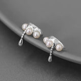 925 Silver Water Drop Pearl Clip Earrings Wedding Jewelry
