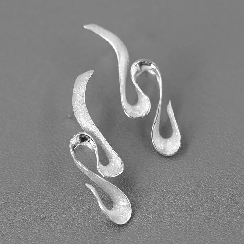 925 Silver Spiral Statement Stud Earrings Women Jewelry