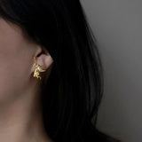 925 Silver 18K Trumpet Angels Stud Earrings Gift