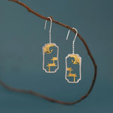 925 Silver Folk House Drop Earrings For Women Statement Jewelry Gift