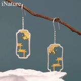 925 Silver Folk House Drop Earrings For Women Statement Jewelry Gift