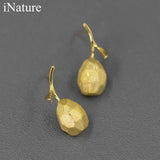 925 Silver Pear Leaf Stud Earrings for Women