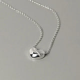 925 Silver Heart Pendant Choker Necklace - Women