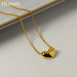 925 Silver Heart Pendant Choker Necklace - Women