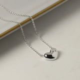 925 Silver Heart Pendant Choker Necklace - Women