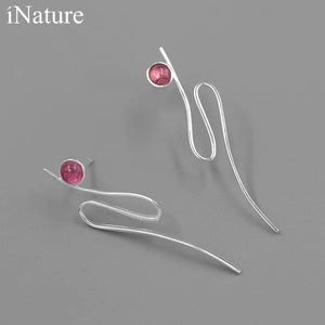 925 Silver Tourmaline Curve Stud Earrings for Women