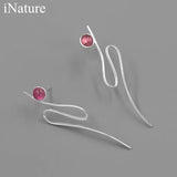 925 Silver Tourmaline Curve Stud Earrings for Women