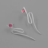 925 Silver Tourmaline Curve Stud Earrings for Women