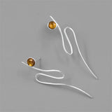 925 Silver Tourmaline Curve Stud Earrings for Women