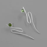 925 Silver Tourmaline Curve Stud Earrings for Women