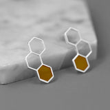 925 Silver Multicolor Enamel Honeycomb Stud Earrings Gift
