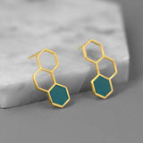 925 Silver Multicolor Enamel Honeycomb Stud Earrings Gift