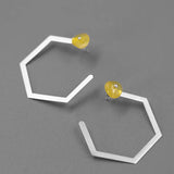 925 Silver Amber Crystal Stud Earrings for Women