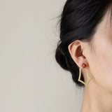 925 Silver Amber Crystal Stud Earrings for Women