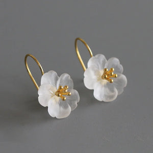 925 Silver Flower in Rain Crystal Drop Earrings Women Wedding Gift