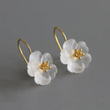 925 Silver Flower in Rain Crystal Drop Earrings Women Wedding Gift