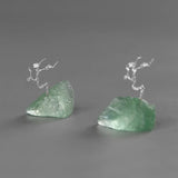 INATURE 925 Silver Fluorite Stone Flower Branch Decoration