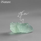 INATURE 925 Silver Fluorite Stone Flower Branch Decoration