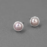 925 Silver Pearl Moonlight Stud Earrings Wedding Jewelry