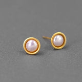 925 Silver Pearl Moonlight Stud Earrings Wedding Jewelry