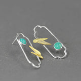 Sterling Silver Moon Leaf Stud Earrings for Women