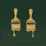 925 Silver Oil Painting Brush Zircon Stud Earrings