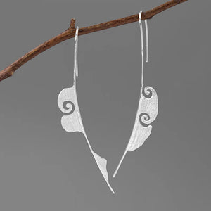925 Silver Vintage Asymmetric Cloud Long Drop Earrings