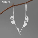 925 Silver Vintage Asymmetric Cloud Long Drop Earrings