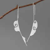 925 Silver Vintage Asymmetric Cloud Long Drop Earrings