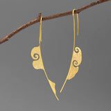 925 Silver Vintage Asymmetric Cloud Long Drop Earrings