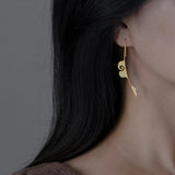 925 Silver Vintage Asymmetric Cloud Long Drop Earrings