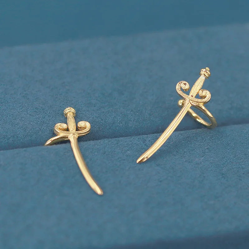925 Silver Vintage Sword Earrings Biker Jewelry