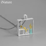 Cat at Home 925 Silver Long Chain Choker Necklace Jewelry