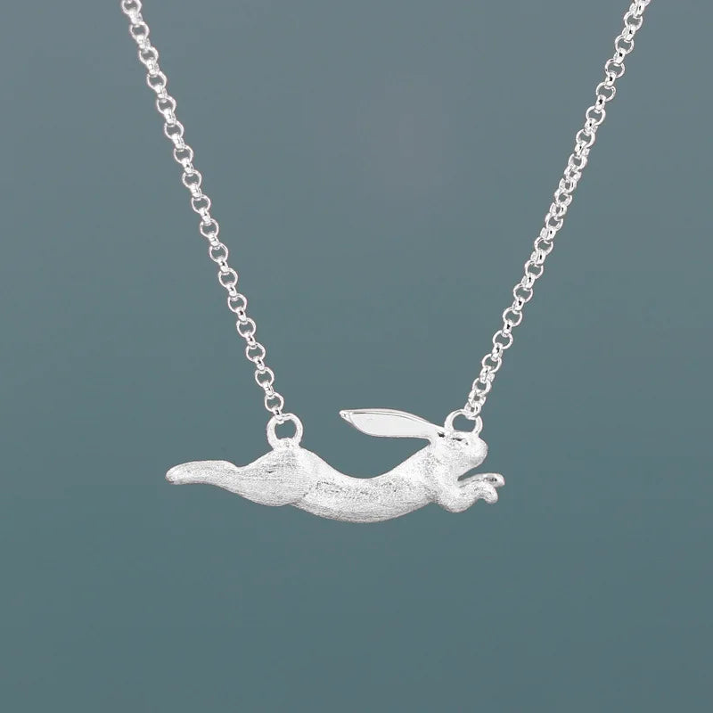 Flying Rabbit 925 Silver Chain Choker Necklace For Women