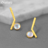 925 Silver Crystal Geometry Stud Earrings Women's Jewelry Gift