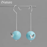 925 Silver Turquoise Butterfly Drop Earrings Wedding Jewelry