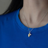18K Croissant Pendant Necklace For Women Sterling Silver Chain Jewelry