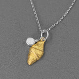 18K Croissant Pendant Necklace For Women Sterling Silver Chain Jewelry