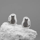 Cat Ear Stud Earrings 925 Silver Enamel for Women Girls