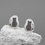 Cat Ear Stud Earrings 925 Silver Enamel for Women Girls
