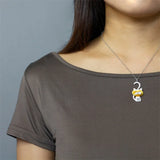 Amber Kitty Cat Silver Necklace For Women Fine Jewelry